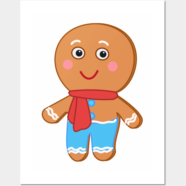 Joe Gingerbread - Christmas cartoon Character Wall Art by Dinos Friends